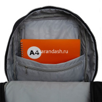 Рюкзак 29х41,5х18см, 740гр, 2 отделения, 2 кармана, черный/серый световозвращающий RU-534-1/2 от магазина "Карандаш"