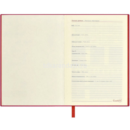 Ежедневник недатированный А6+ "Escalada" 320стр., красный, искусственная кожа софт-тач 64025 от магазина "Карандаш"