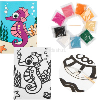 Картина из песка "Морской конек" №41 16,5x23см (карта-основа, образец, песок, палочка) SPT-01 от магазина "Карандаш"