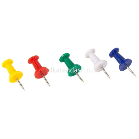 Кнопки-гвоздики силовые цветные 35шт никелированные, в пластиковой коробке Е0021 от магазина "Карандаш"