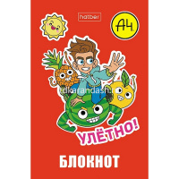 Блокнот А7 48л "Влад А4" клетка, склейка, 3-х цветный блок, 5 дизайнов 082406 от магазина "Карандаш"