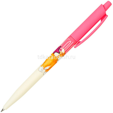 Ручка шариковая "HappyClick. FunColor. Корги" 0,5мм синяя, автомат 20-0241/67 от магазина "Карандаш"
