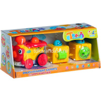 Музыкальная игрушка "Паровозик с 2 вагонами" 27х10см пластик (звук) T107-D1274/1388 от магазина "Карандаш"