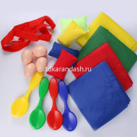 Игра "4 в 1" (в комплекте 4 мешка, 4 яйца с ложками, 4 мешка для прыжков, 2 ремешка) Y7664-18 от магазина "Карандаш"