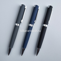 Ручка шариковая "Milano" 1мм синяя, автомат, черный металлический корпус 20-0224 от магазина "Карандаш"