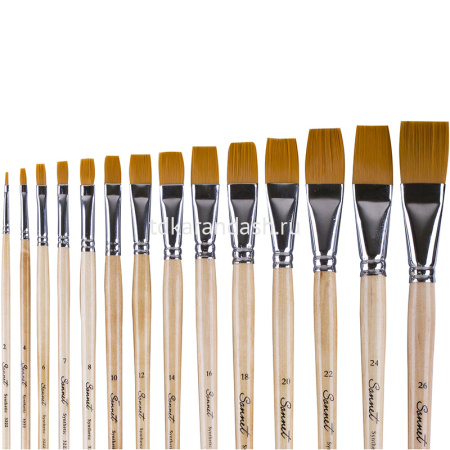 Кисть синтетика плоская №10 длинная ручка покрыта лаком 322210 от магазина "Карандаш"