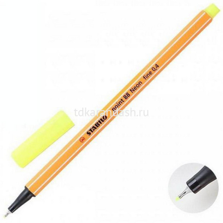 Ручка капиллярная "Stabilo point" 0,4мм лимонно-желтая 88/24