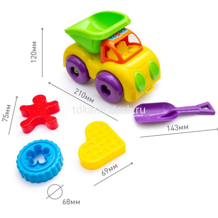 Набор д/песка "Баловень" (машинка, 3 формочки, лопатка) 82035 от магазина "Карандаш"