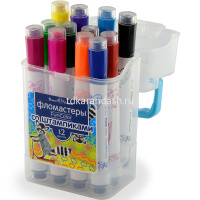 Фломастеры 12 цветов "FunColor" со штампиками, в пластиковом пенале, 2 вида 32-0038 от магазина "Карандаш"