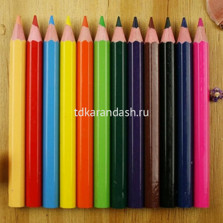 Карандаши 12 цветов "Color Pencils" шестигранные укороченные дерево, картон 9603-12 от магазина "Карандаш"