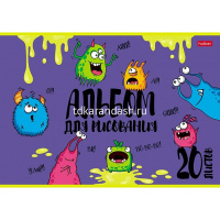 Альбом для рисования А4 20л "Монстрики" на скобе выборочный лак 5 дизайнов 20А4вмВ/074632 от магазина "Карандаш"