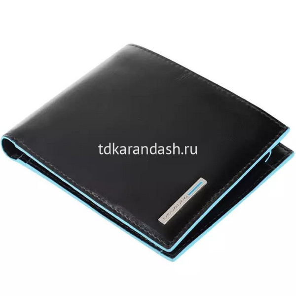 Кошелек "Blue Square" 12,5х9х2см 2 отделения, черный, натуральная кожа PU1239B2R/N от магазина "Карандаш"