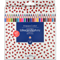 Карандаши 48 цветов "HappyColor" трехгранные дерево, картон 30-0074 от магазина "Карандаш"