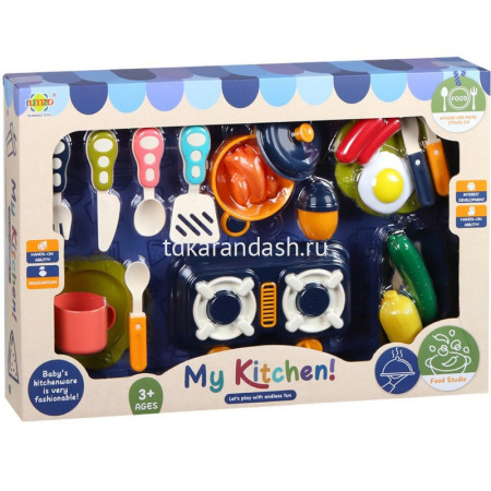 Набор посуды "My Kitchen" 45х7х31см пластик (посуда, еда, плита) JB0209684