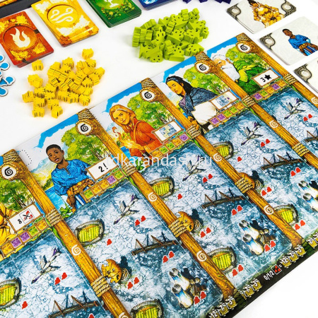 Игра настольная "Племена ветра" 29х29см (планшеты, подставки, карты, тайлы, фигурки, жетоны) от магазина "Карандаш"
