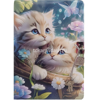 Бизнес-блокнот А5 80л "Котята" линия, на спирали, с замочком, цветной блок, поролон, 4 вида 1903-14 от магазина "Карандаш"