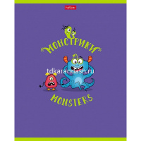 Тетрадь А5 48л клетка "Монстрики" на скобе выборочный лак 5 дизайнов 075307 от магазина "Карандаш"