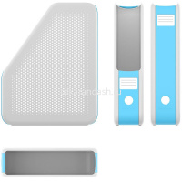 Лоток д/бумаг вертикальный "Forte Pastel" ширина 7,5см белый с голубой вставкой, пластик 55617 от магазина "Карандаш"