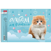 Альбом для рисования А4 32л "Пушистые мордочки" на спирали перфорация на отрыв 5 дизайнов 085220 от магазина "Карандаш"