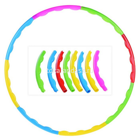 Обруч сборный массажный 75см пластик, разноцветный Y3061-15