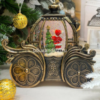 Сувенир "Фонарь. Карета. Дед Мороз/Снеговик" 19,5см (USB, свет, музыка) YJ-2260A от магазина "Карандаш"