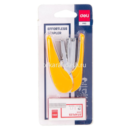 Степлер №10 15л глубина 30мм, со скобами, энергосберегающий, оранжевый E0365 от магазина "Карандаш"