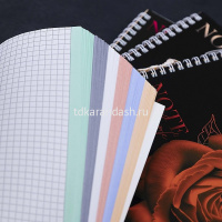 Тетрадь А5 96л клетка "Магия цветов" на спирали, многоцветный срез, перфорация на отрыв 4 дизайна от магазина "Карандаш"