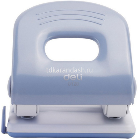 Дырокол "Pro" 40л 2-отв, d-6мм, с линейкой, металл, белый/голубой E0120 от магазина "Карандаш"