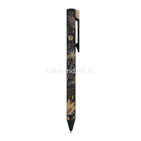 Ручка гелевая "Flora. Black night" 0,38мм черная, автомат, корпус Soft Touch, 3 вида 20-0467 от магазина "Карандаш"