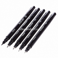 Набор линеров черных 5шт 0,1/0,3/0,5/0,7мм "Terra Colora" + кисть, пвх блистер 070955 от магазина "Карандаш"