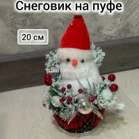 Сувенир Снеговик с веточками 20х14см красный Y10079-24 от магазина "Карандаш"