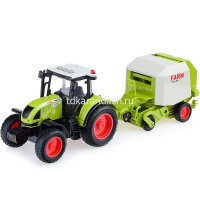 Трактор с прицепом и поддоном инерционный на батарейках, пластик 18х9,5х12см (свет, звук) WY900L от магазина "Карандаш"