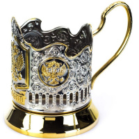 Подстаканник "Герб России" со стаканом, позолоченный, в подарочном футляре 740034 от магазина "Карандаш"