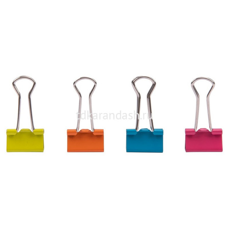 Зажим для бумаг 19мм 25шт. цветной, ассорти, в пластиковой коробке E8558 от магазина "Карандаш"