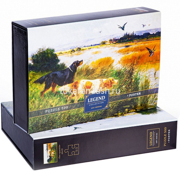 Пазлы 500 эл. "Premium. Legend Art Series. Два спаниеля" 48х33см с постером 070957 от магазина "Карандаш"