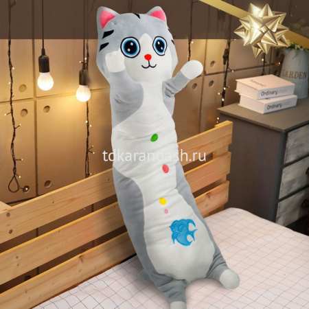 Игрушка-подушка "Котенок" 60см бело-серый BZ2269 от магазина "Карандаш"