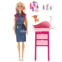 Кукла "София грумер" 29см с собакой и аксессуарами, подвижная 66001J-GPET-S-BB от магазина "Карандаш"