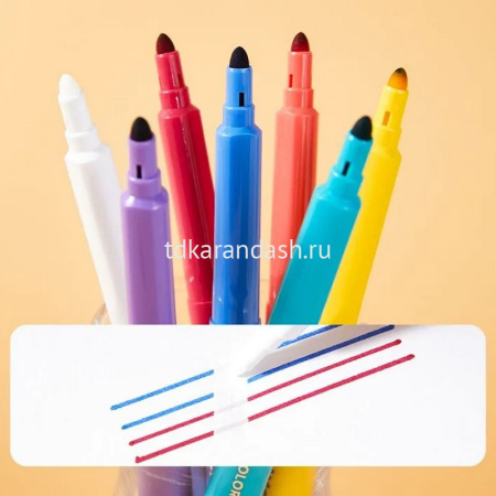 Фломастеры 7 цветов + 1 поглатитель "Color wow" круглые стираемые картон EC173 от магазина "Карандаш"
