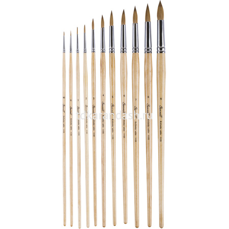 Кисть колонок микс круглая №4 длинная ручка 112204 от магазина "Карандаш"