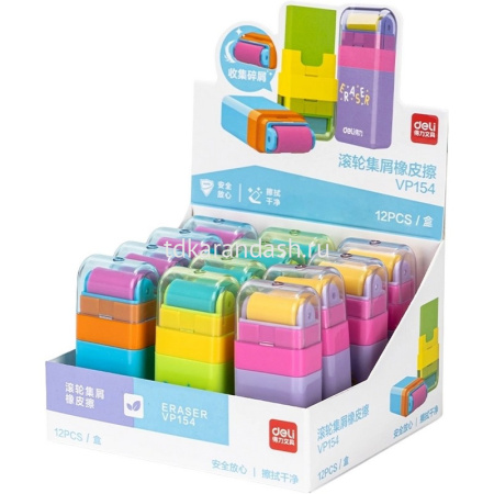 Ластик 60x26x16мм с липким роликом д/удаления остатков ластика, пластик VP154 от магазина "Карандаш"
