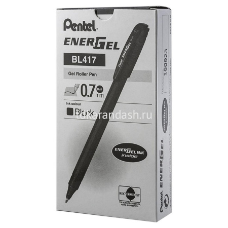 Ручка гелевая "Energel" 0,7мм черная, корпус черный BL417-AX от магазина "Карандаш"