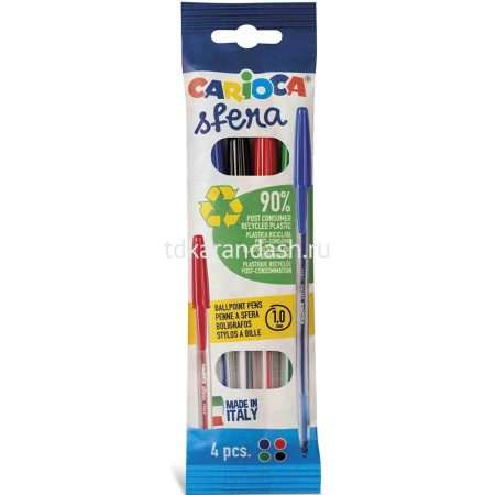 Набор шариковых ручек 4цв. 1мм "Sfera" блистер с европодвесом 41646