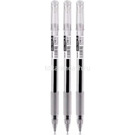 Ручка гелевая "Deli" 0,5мм черная, резиновый грип, круглый прозрачный корпус S108 от магазина "Карандаш"