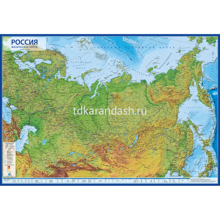 Карта России Физическая 1:8,5М 101х70 (с ламинацией) арт.КН051 00-00000002