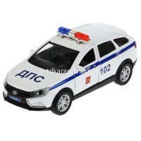 Машина "Lada Vesta SW Cross. Полиция" белая, инерционная, металл 12см (открывающиеся двери) VESTACRO от магазина "Карандаш"