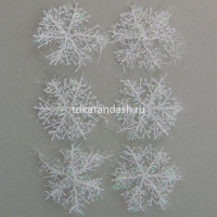 Набор новогодних украшений Снежинка 6см, 6шт/уп, с блестками, белый Y1586-14/XD-RX1001 от магазина "Карандаш"