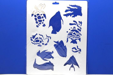 Трафарет пластиковый 25,5х20,5 см "Пингвины, рыбы", DK28704