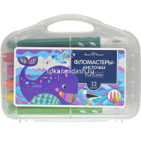 Фломастеры-кисть 12 цветов "FunColor" в пластиковом пенале 32-0046 от магазина "Карандаш"
