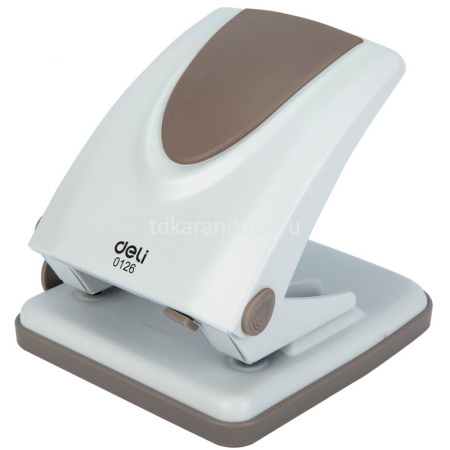 Дырокол 35л 2-отв, d-6мм, с линейкой, металл, белый/серый E0126 от магазина "Карандаш"