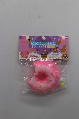 Игрушка-антистресс сквиш "Пончик" 8см с помпонами и пайетками, 4 цвета FX5743 от магазина "Карандаш"